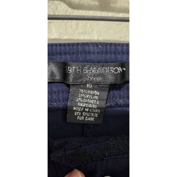 89th Madison Capri Pants Womens size 10 Navy Blue - Picture 2 of 8